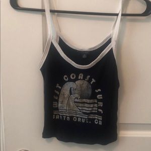 White and blue tank top crop top